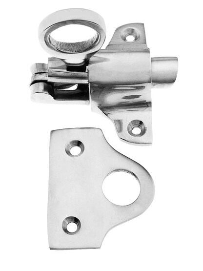 Solid Brass Transom Window Latch in Polished Nickel.